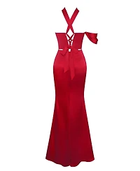 Miss Circle Women Ivona Halter Neck Double Duchess Satin Gown