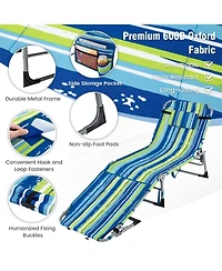 Costway Outdoor Folding Chaise 5-Position Lounge Chair with Face Hole & Adjustable Footrest