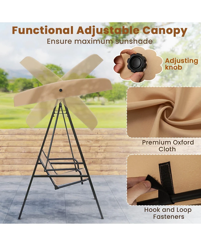 Costway 2-Person Outdoor Porch Swing Loveseat with A-Shaped Metal Stand