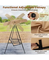 Costway 2-Person Outdoor Porch Swing Loveseat with A-Shaped Metal Stand