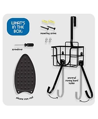 Ironing Board Holder Wall Mount & Over the Door Hanger, Laundry Room Storage & Organization Space Saving, Iron & Ironing Board Hanger T&V Shaped, Blac