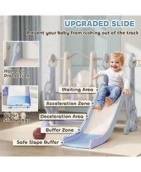 Qaba 4 in 1 Toddler Slide and Swing Set w/ Climber, Basketball Hoop,