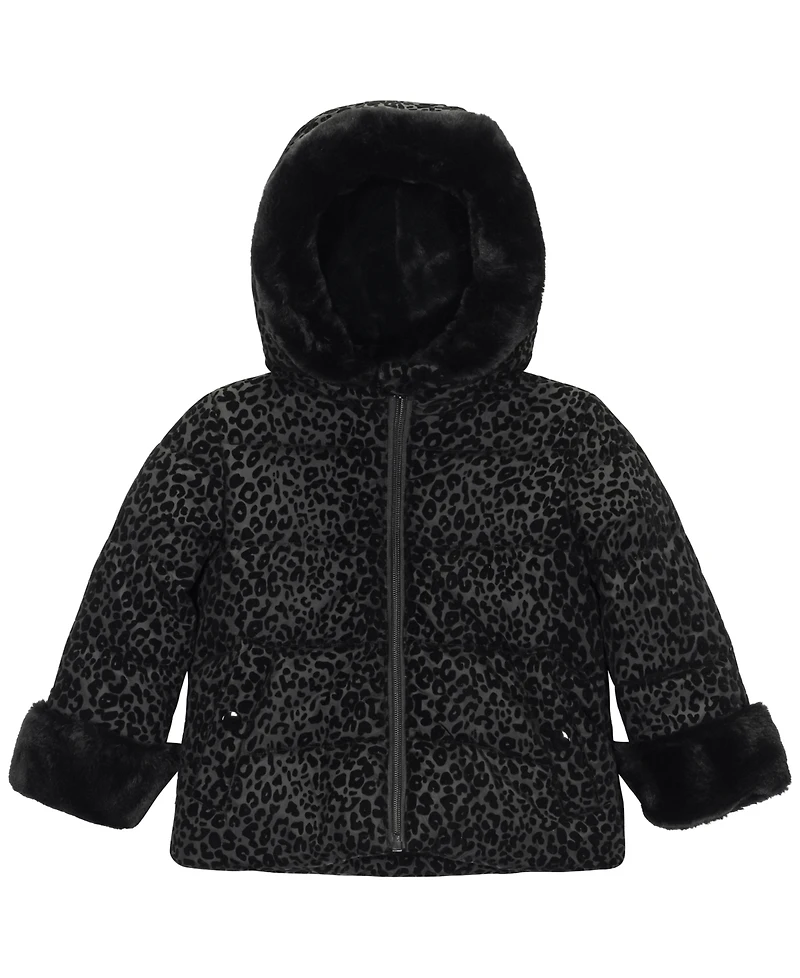 S Rothschild & Co Baby Girls Flocked Longline Puffer Jacket