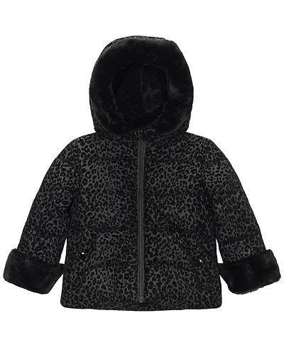 S Rothschild & Co Baby Girls Flocked Longline Puffer Jacket