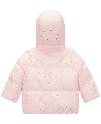 S Rothschild & Co Baby Girls 2-Piece Star Foil Print Puffer Jacket and Mittens Set