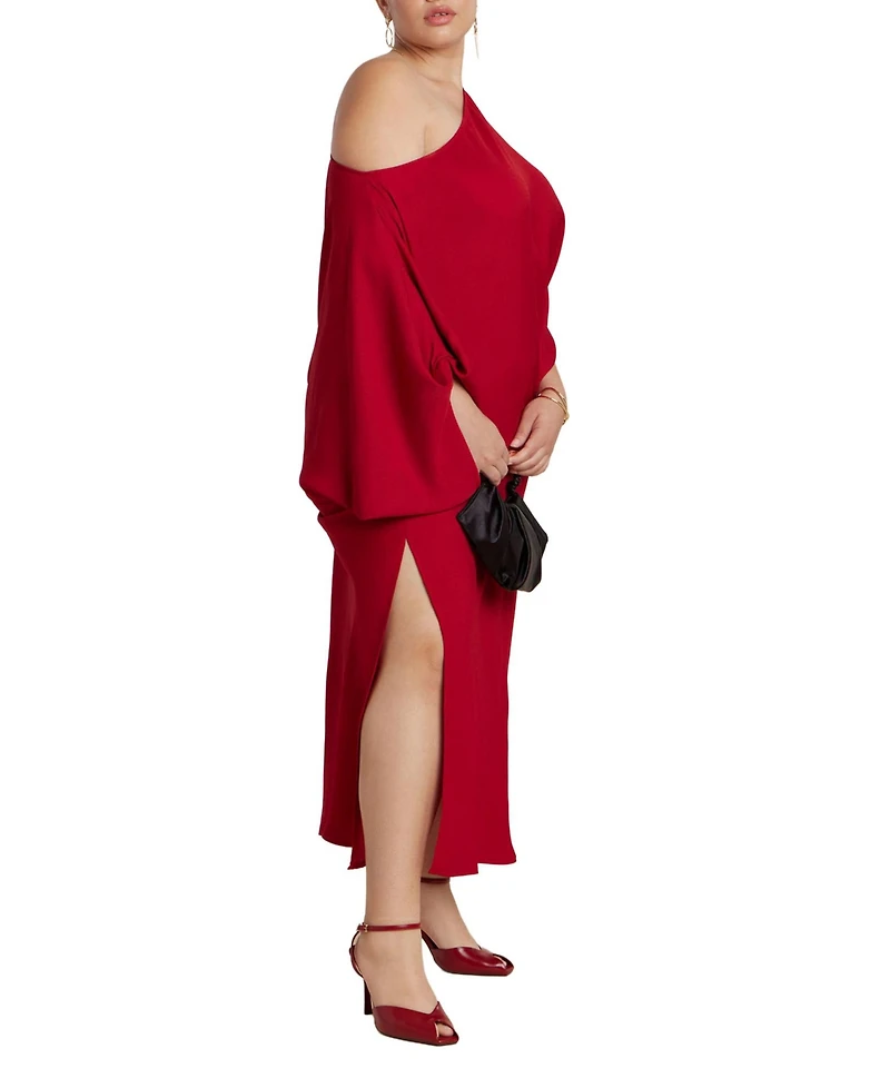 Eloquii Women's Plus Exaggerated Sleeve Draped Maxi Dress