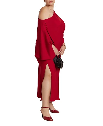 Eloquii Women's Plus Exaggerated Sleeve Draped Maxi Dress