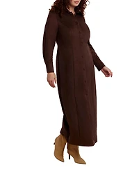 Eloquii Women's Plus Suede Shirt Dress