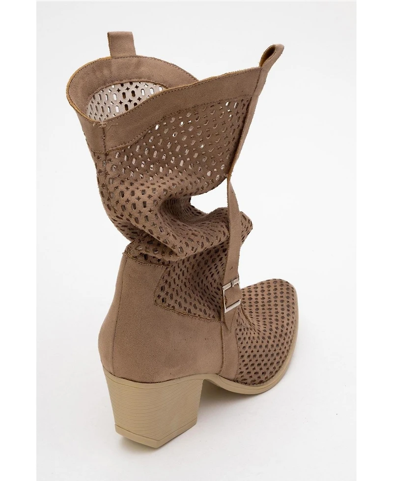 Prologue Shoes Larry Elasticated Block Heel Boot