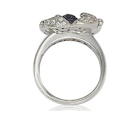 Suzy Levian New york Suzy Levian Sterling Silver Sapphire & Created White Sapphire Pave Flower Ring