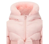 S Rothschild & Co Toddler and Little Girls 2-Piece Belted Coat Purse Set