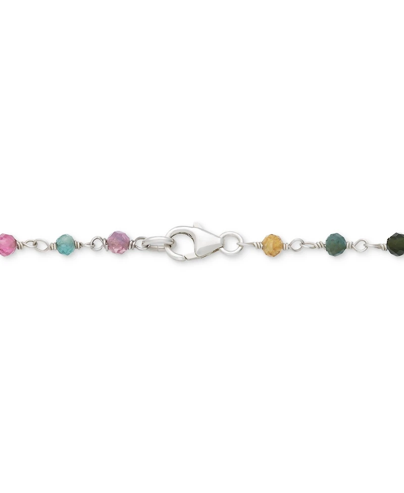 Macy's Cultured Freshwater Pearl (4-5mm) & Multicolor Tourmaline 24" Statement Necklace in Sterling Silver