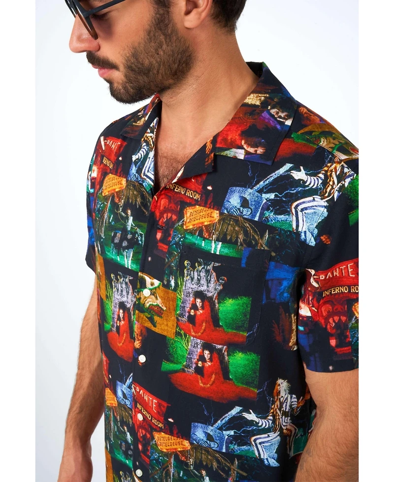 OppoSuits Men's Official GhostFace Hawaii Shirt - Halloween Themed Party Short Sleeve Multicolor