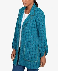 Ruby Rd. Petite Open Front Tweed Patch Pocket Jacket