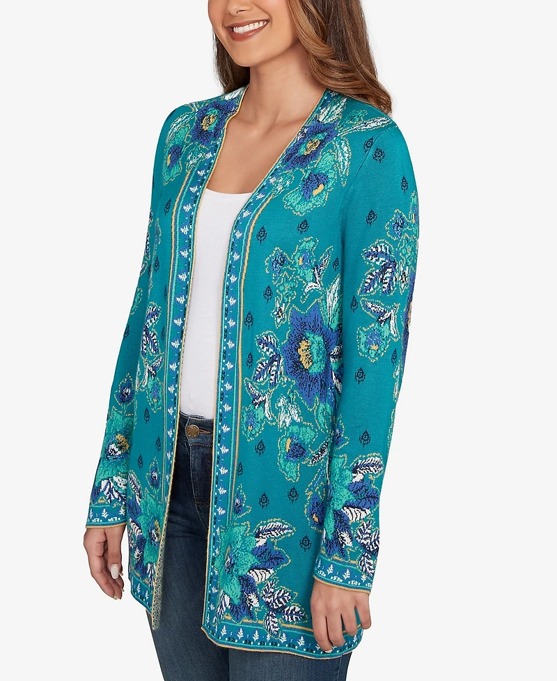Ruby Rd. Petite Floral Open Front Cardigan Sweater