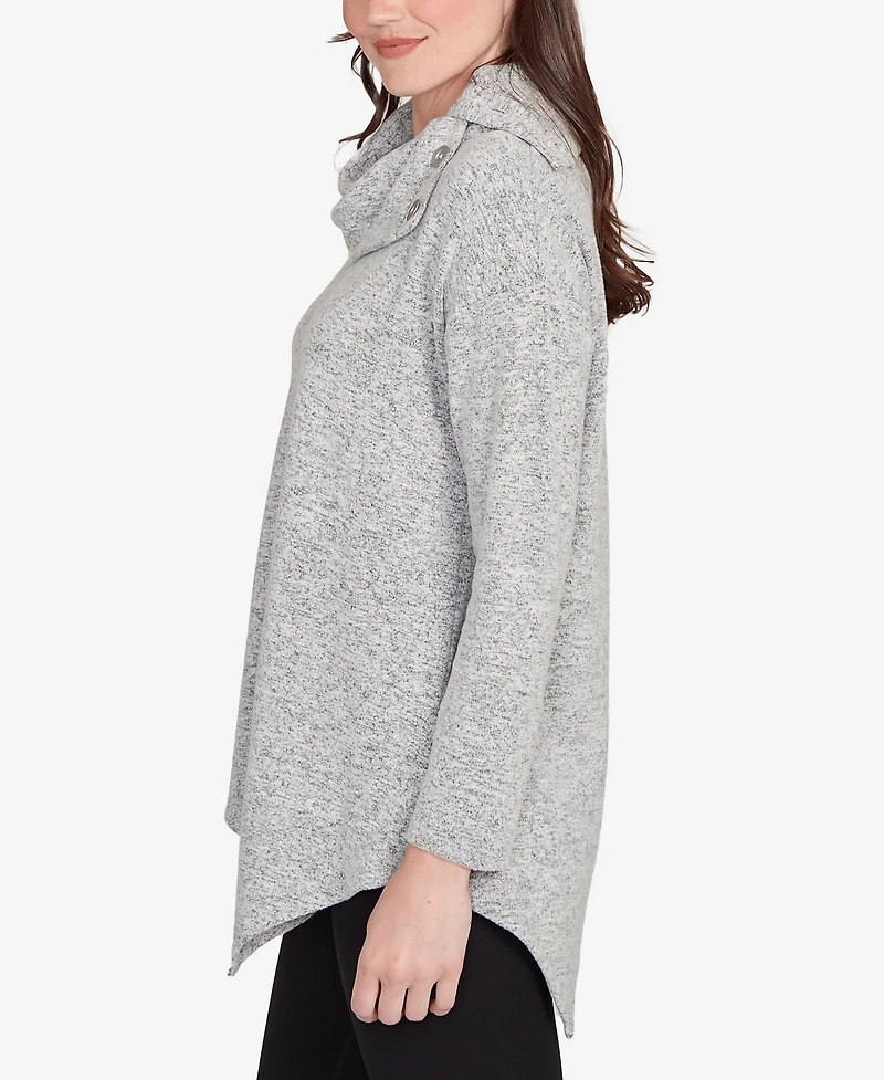 Ruby Rd. Petite Heather Cozy Knit Split Cowl Top