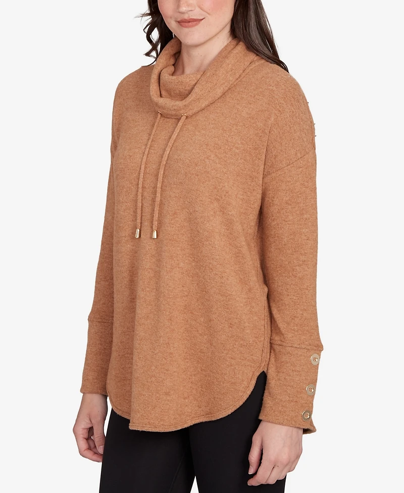 Ruby Rd. Petite Cozy Cowl Neck Drawstring Top