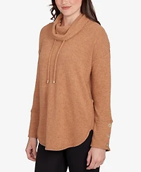 Ruby Rd. Petite Cozy Cowl Neck Drawstring Top
