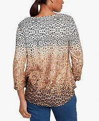 Ruby Rd. Petite Embellished Animal Print Cozy Top