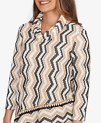 Ruby Rd. Petite Cowl Neck Zigzig Textured Knit Top