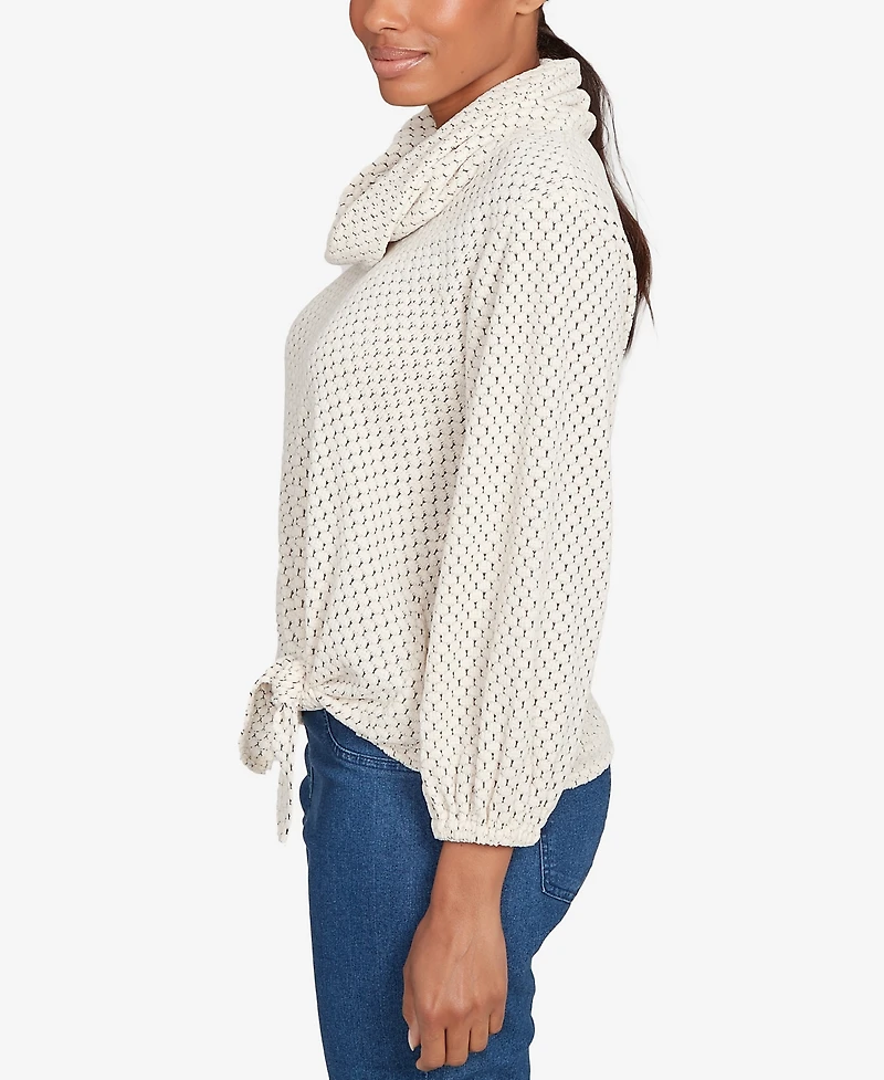 Ruby Rd. Petite Honeycomb Chenille Cowl Neck Top