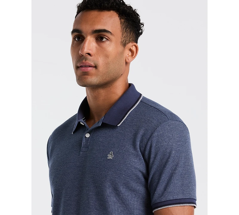 Original Penguin Men's Honeycomb Pique Tipped Short Sleeve Polo Shirt