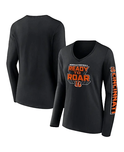 Fanatics Women's Black Cincinnati Bengals Hometown Sweep Long Sleeve V-Neck T-Shirt