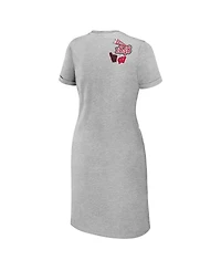 Wear by Erin Andrews Women's Heather Gray Wisconsin Badgers Knotted T-Shirt Dress