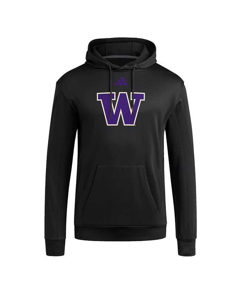 Adidas Men's Black Washington Huskies Locker Logo Fleece Pullover Hoodie