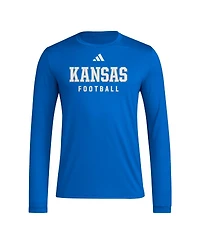 Adidas Men's Royal Kansas Jayhawks Locker Practice Football Pre-Game Long Sleeve T-Shirt