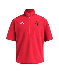 Adidas Men's Red Louisville Cardinals Woven Quarter-Zip Short Sleeve Pullover
