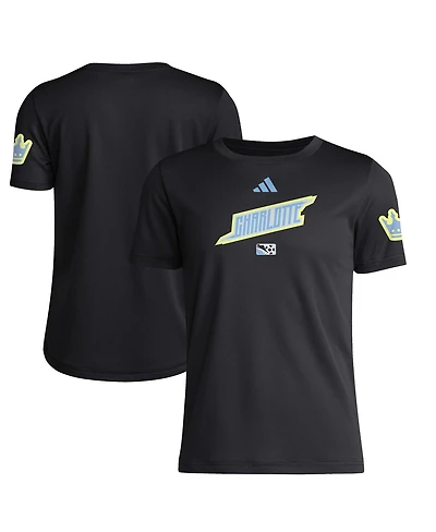 Adidas Big Boys and Girls Black Charlotte Fc 2025 Archive Collection Jersey Hook T-Shirt