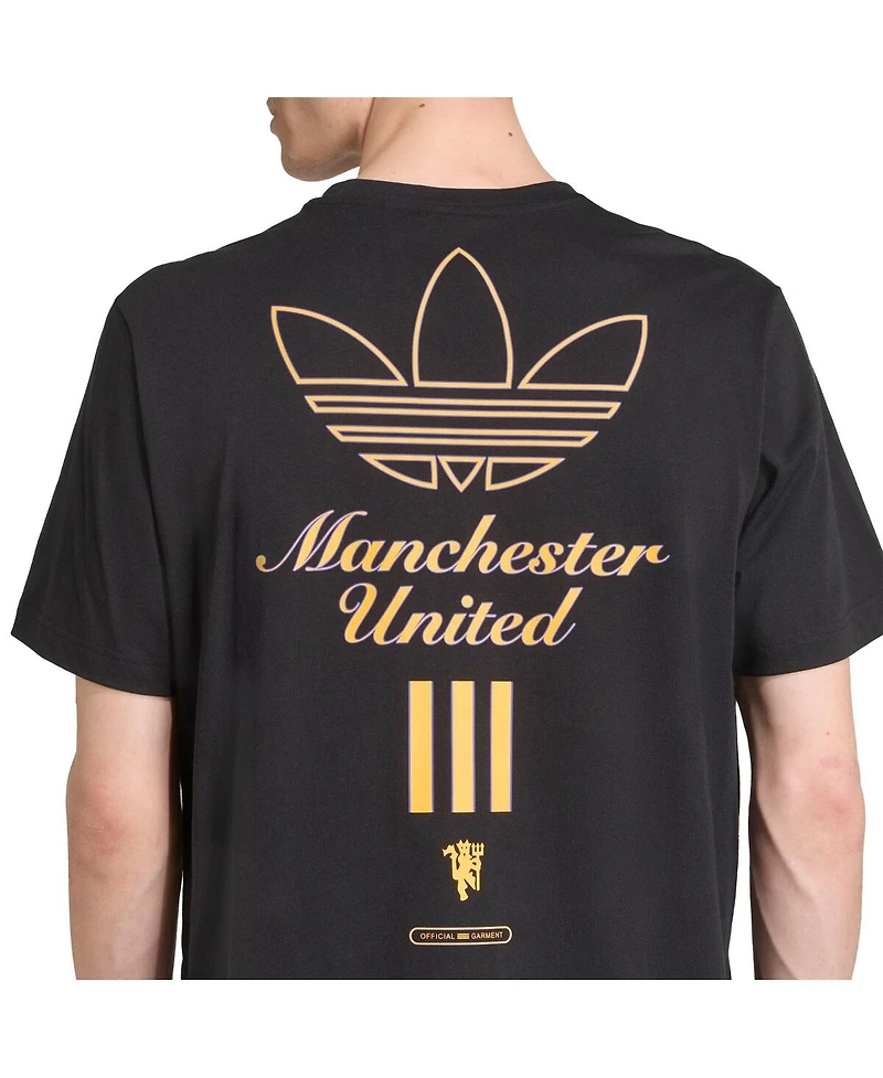 Adidas Men's Black Manchester United Terrace Icons Collection Graphic T-Shirt