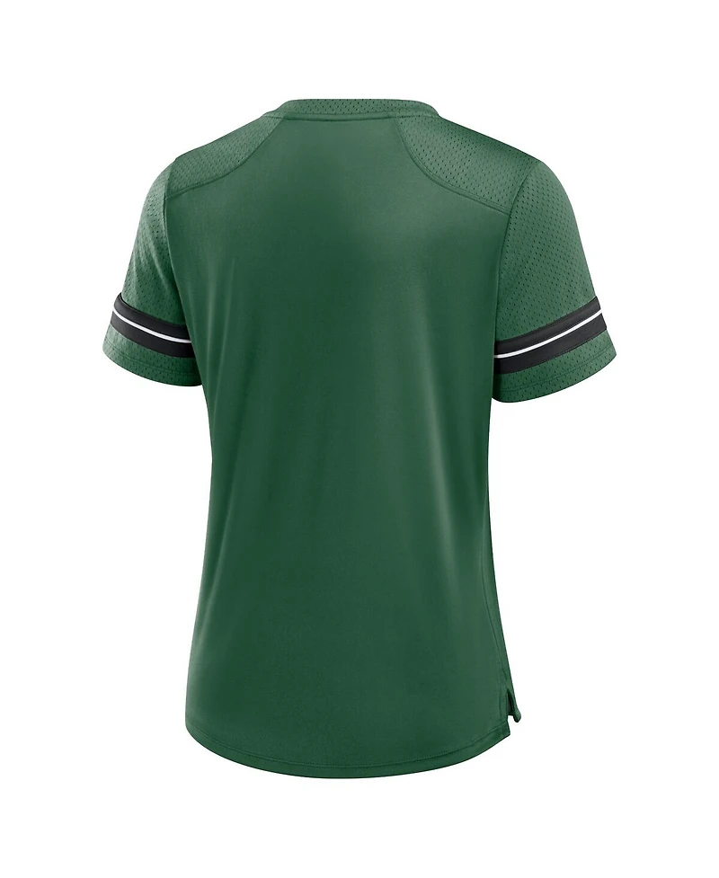 Fanatics Women's Green New York Jets Play Script Lace-Up T-Shirt