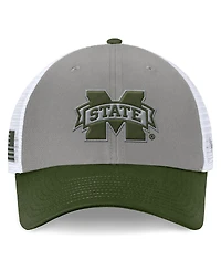 Top of the World Men's Gray/Green Mississippi State Bulldogs Oht Military Appreciation Badge Trucker Adjustable Hat