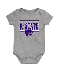 Outerstuff Newborn 3-Pack Purple Kansas State Wildcats Sunday Comics Bodysuit Set
