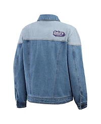 Wear by Erin Andrews Women's Blue Los Angeles Lakers Full-Button Denim Jacket