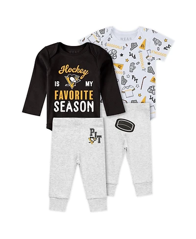 Wear by Erin Andrews Baby Boys and Girls 3-Piece Pittsburgh Penguins Turn Me Around Bodysuits Pants Set