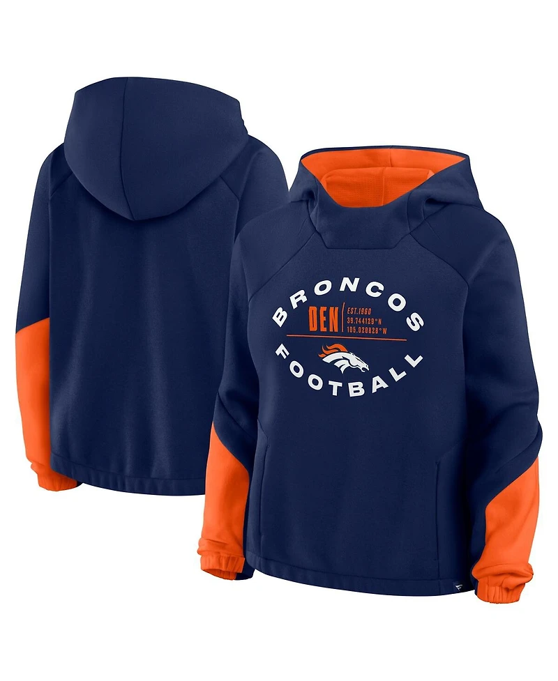 Fanatics Women's Navy Denver Broncos Oversized Redzone Bubble Screen Pullover Hoodie