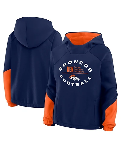 Fanatics Women's Navy Denver Broncos Oversized Redzone Bubble Screen Pullover Hoodie