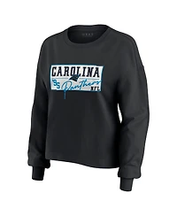 Wear by Erin Andrews Women's 2-Piece Black Carolina Panthers Heavy Rugby Jersey Long Sleeve T-Shirt and Shorts Lounge Set