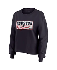 Wear by Erin Andrews Women's 2-Piece Navy Houston Texans Heavy Rugby Jersey Long Sleeve T-Shirt and Shorts Lounge Set