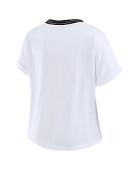 Wear by Erin Andrews Women's White Jacksonville Jaguars Cropped Center Stripe Dolman T-Shirt