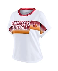 Wear by Erin Andrews Women's White Tampa Bay Buccaneers Cropped Center Stripe Dolman T-Shirt