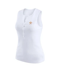 Wear by Erin Andrews Women's White Houston Astros Rib-Knit Henley Tank Top