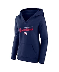 Logo Athletic Women's Navy Cleveland Guardians Triumphant V-Neck Pullover Hoodie