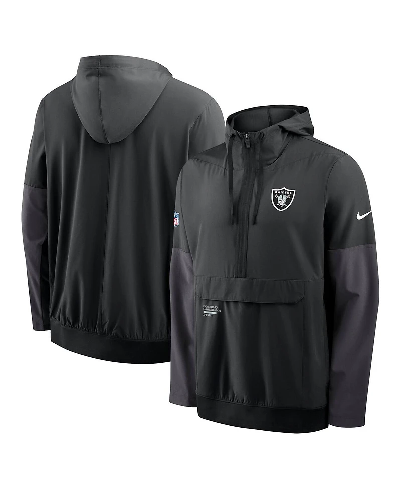 Nike Men's Black Las Vegas Raiders Sideline Anorak Half-Zip Hoodie Jacket