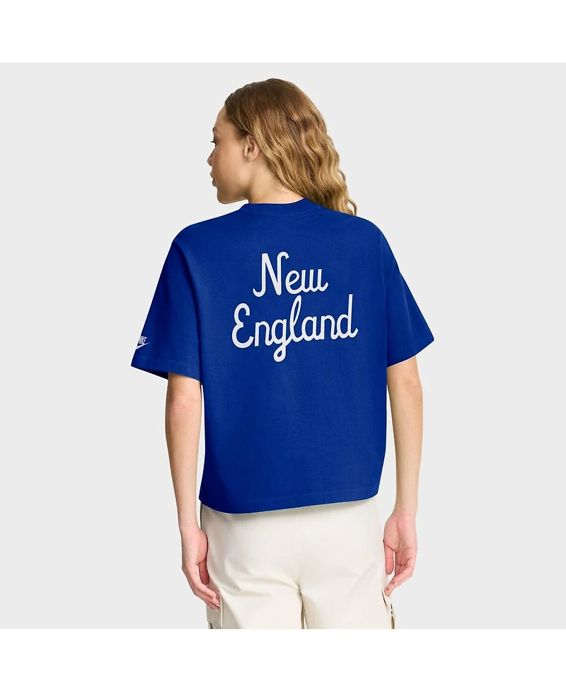 Nike Women's Navy New England Patriots Rewind Pocket Boxy T-Shirt