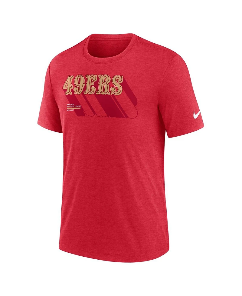 Nike Men's Heather Scarlet San Francisco 49ers Long Pass Tri-Blend T-Shirt