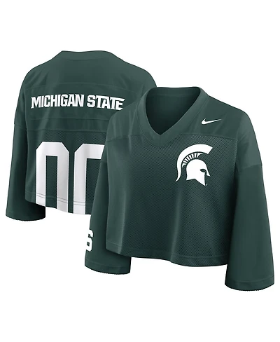 Nike Women's Green Michigan State Spartans Cropped Mesh Fashion Jersey